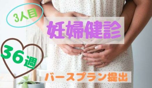 36週の妊婦健診で、バースプラン提出☆